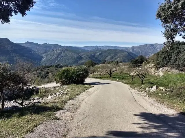 unpaved road at the start of the walk