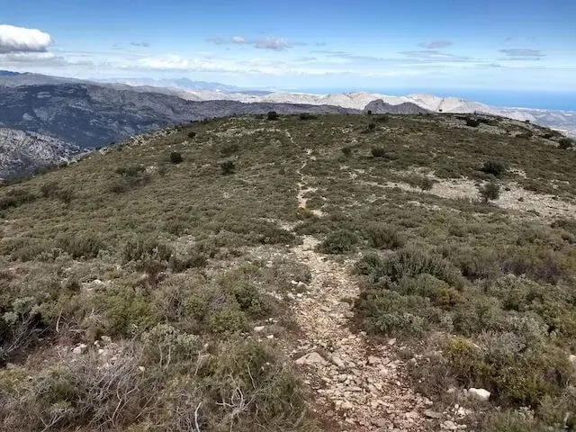 rugged mountain path on the ridge