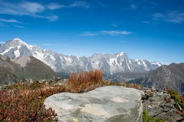 view on the mont blanc massif from Punta della Croce